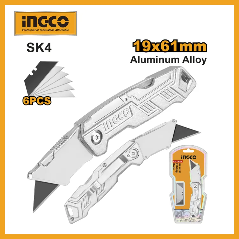 Ingco HUK6236 Folding Knife - Silver