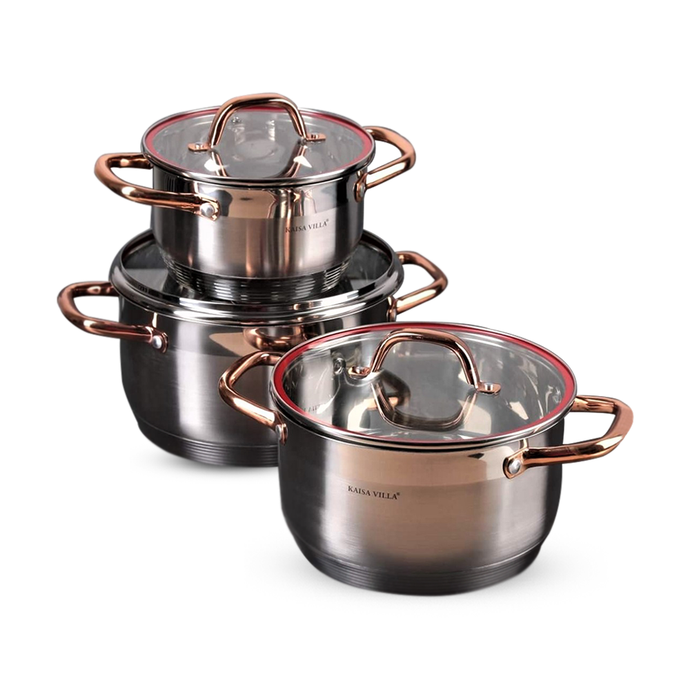 Kaisa Villa Stainless Steel 6 Pieces Cookware Set - 22 Cm 24Cm 26Cm