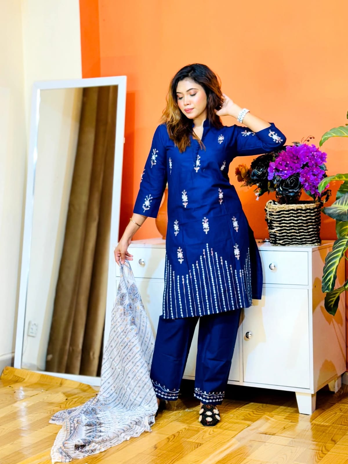 Ready Made Slab Cotton Salwar Kameez For Women - Blue