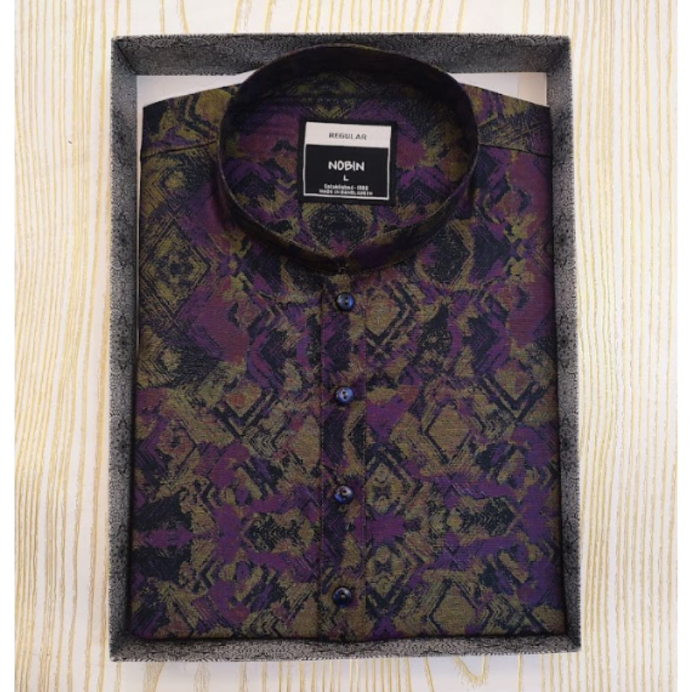 Nobin Cotton Panjabi For Men - Purple - F192