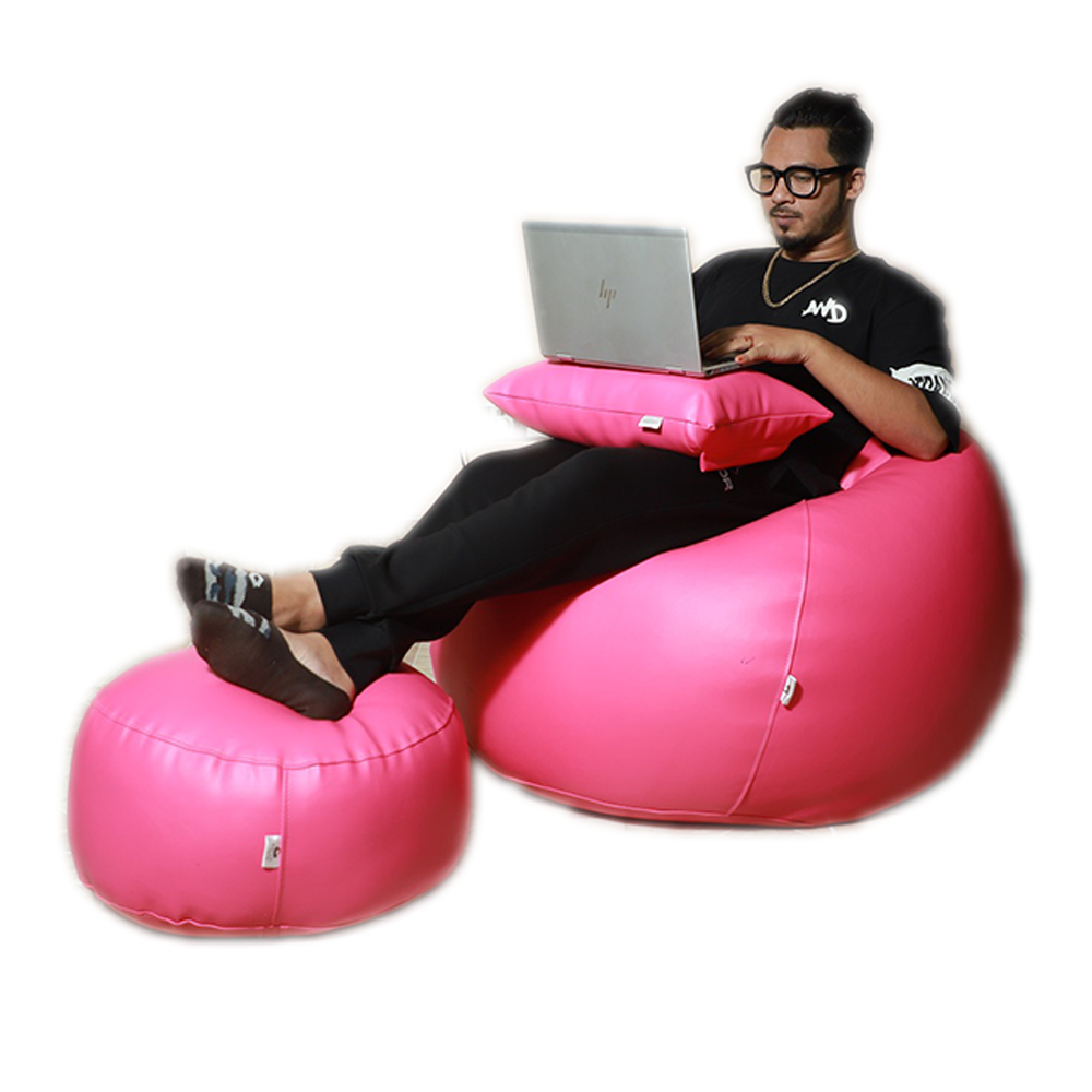 Leather Bean Bag - XL - Pink - APML1PN