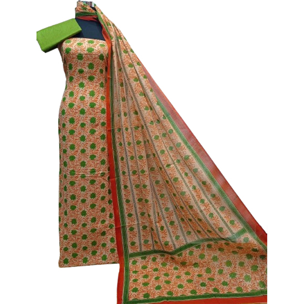 Unstitched Cotton Printed Salwar Kameez For Women - Multicolor - 3R-P202