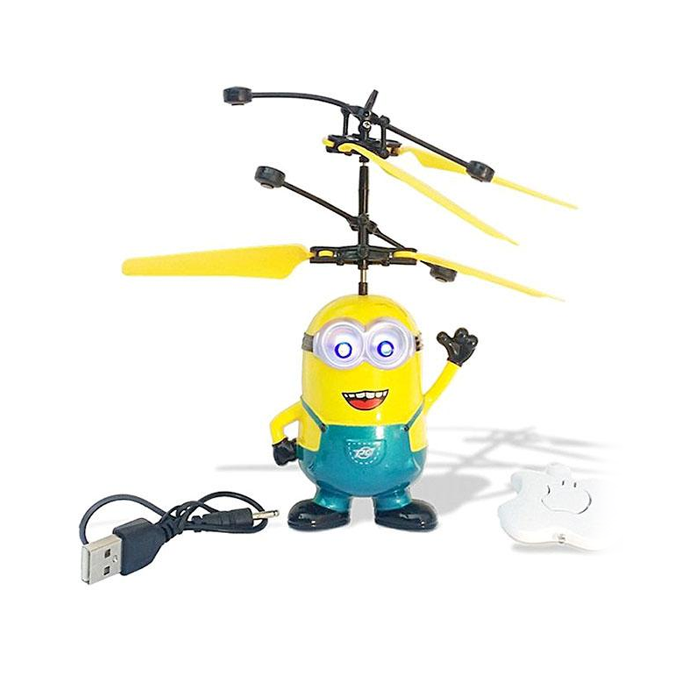 Flying Minion Helicopter Toy For Kids - Yellow And Blue