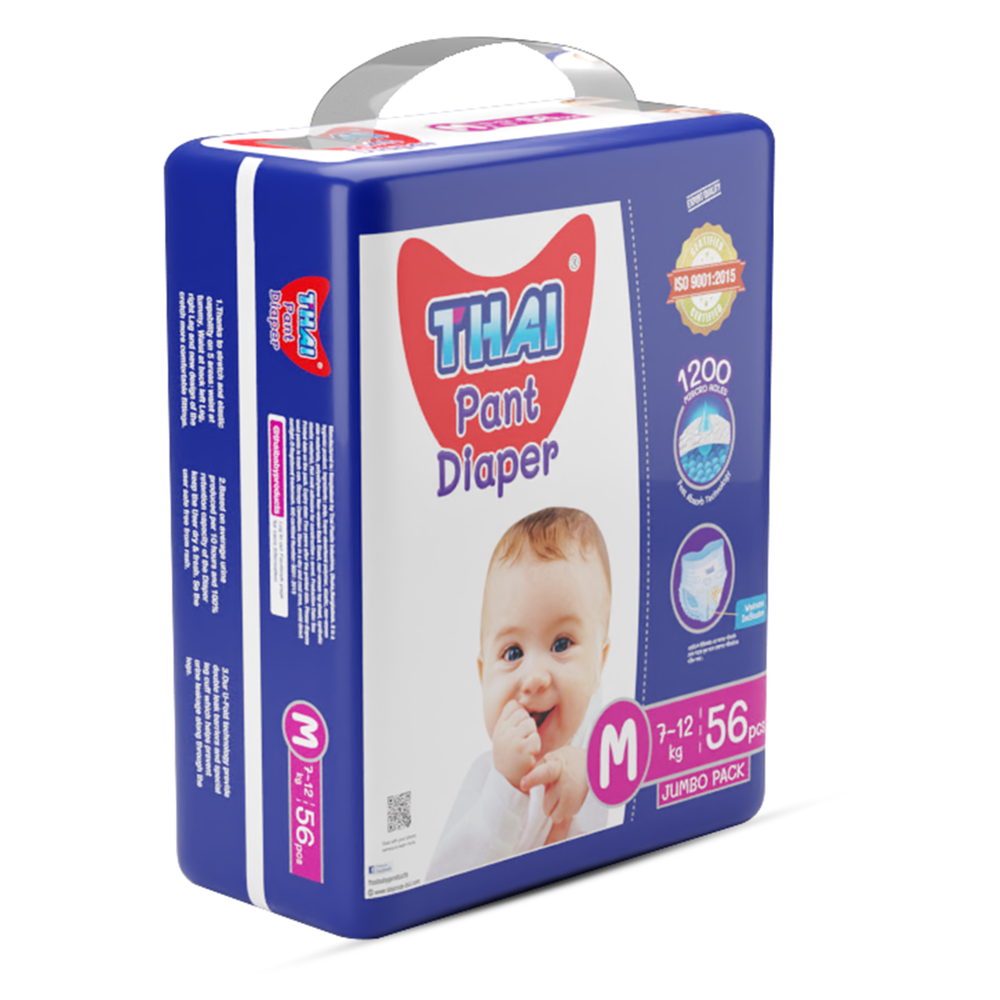 Thai Baby Pant Diapers - M - 7-12kg - 56pcs