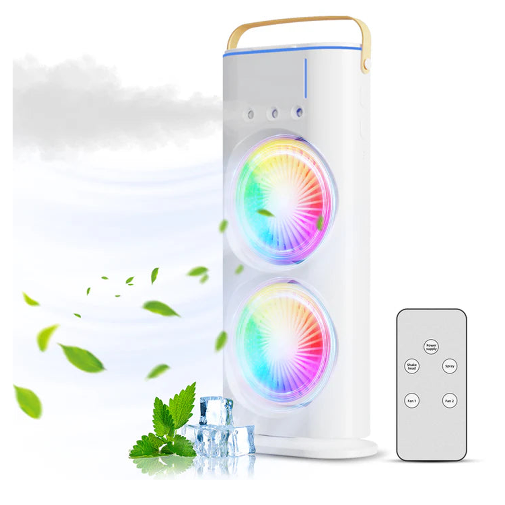 Double ended remote control Spray USB Fan with beautiful LED light