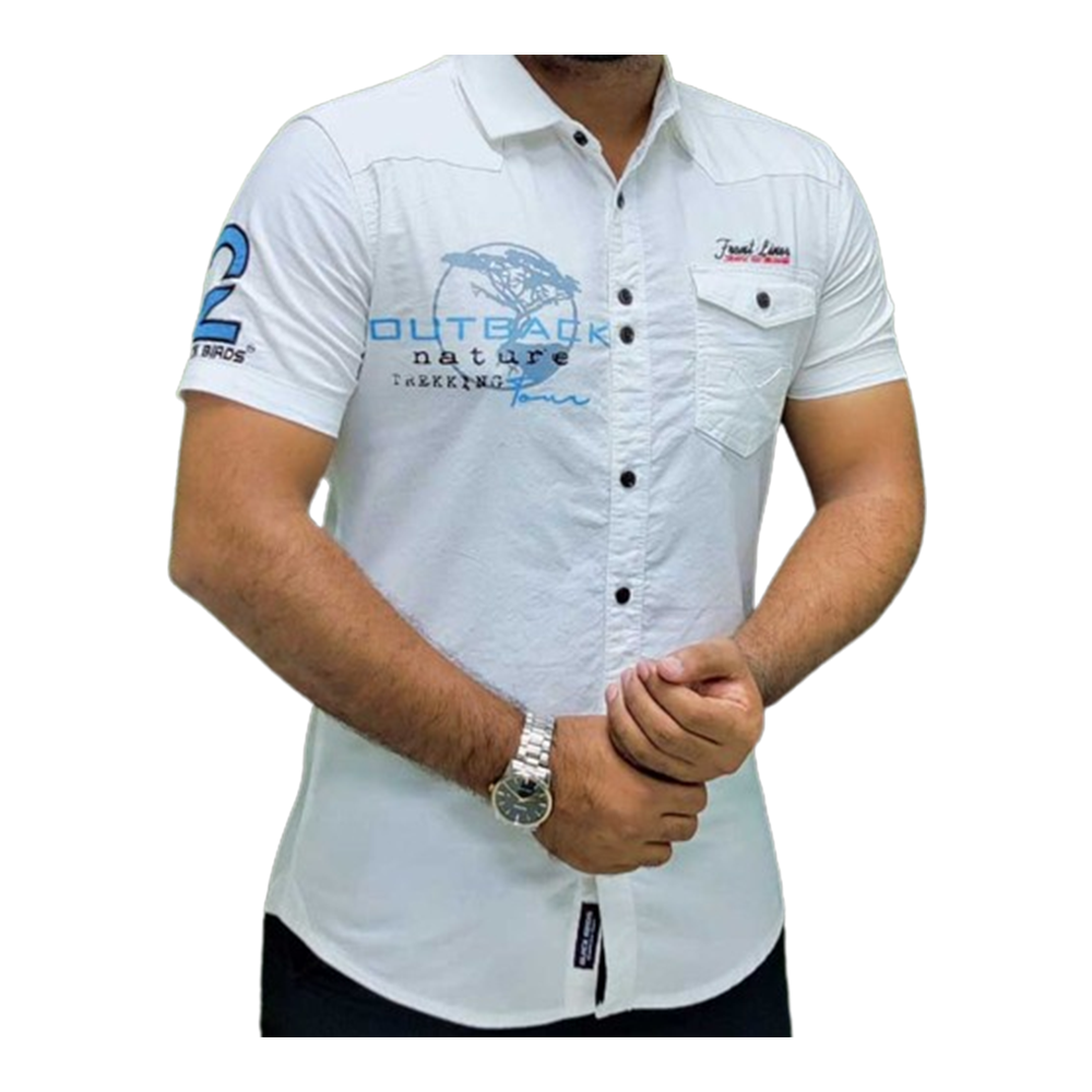 Oxford Cotton Half Sleeve Shirt For Men - White - HS 15