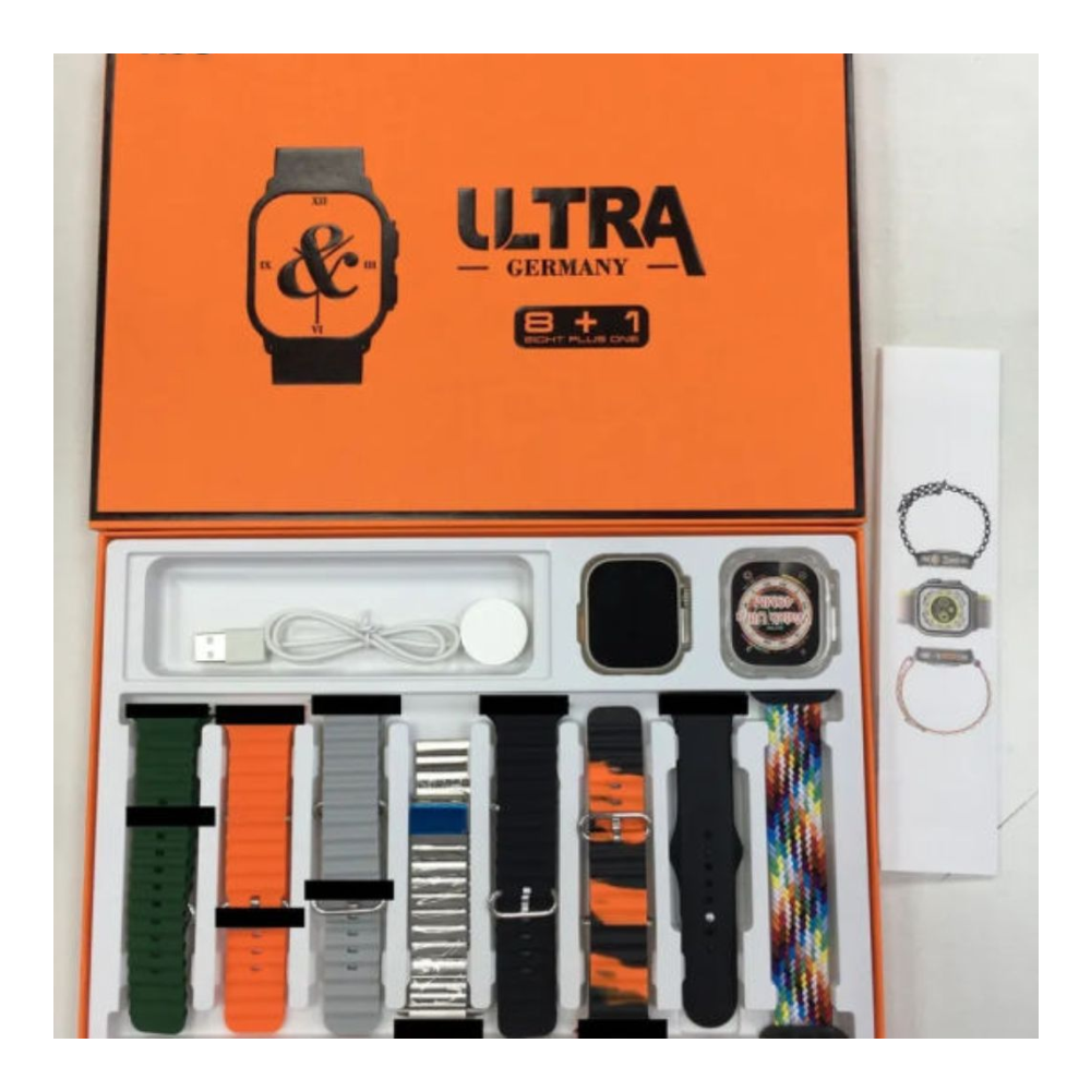Y80 Ultra Smartwatch with 8 Strap - Multicolor