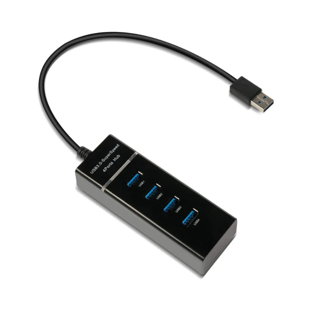 4 Port USB 3.0 HUB For Computer and Laptop - Black