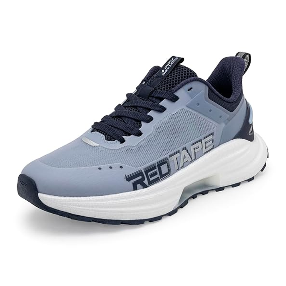 Red Tape Mesh Walking Shoes For Men - White and Grey - 1001