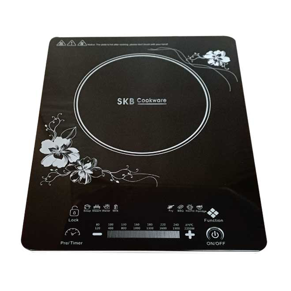 SKB Electric Crystal Black Glass Plate Induction Cooker - 2200W - Black