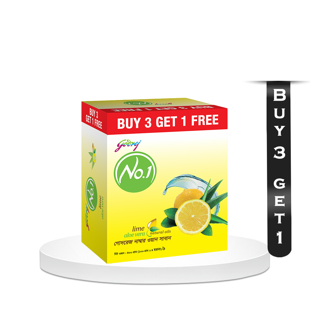 Buy 3 Godrej No.1 Lime Soap Get 1 Free - 400gm