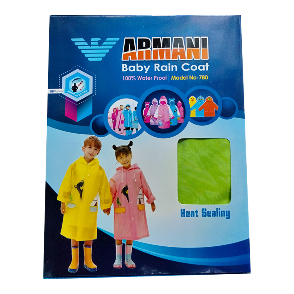 Waterproof Long Raincoat for Kids with School Bag Space - Multicolor