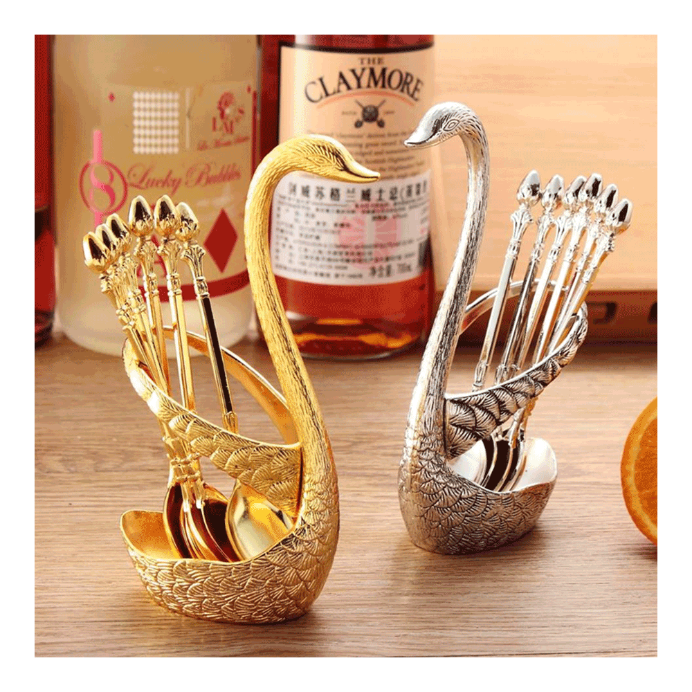 Spoon Set With Swan Stand