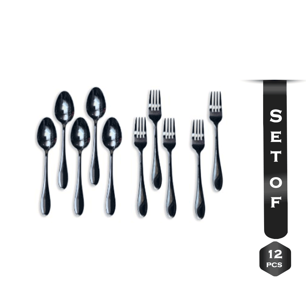 Spoon Set Steel Spoon Set Cutlery Set-12pcs Tea 6-Pcs Fork 6-Pcs Non Magnetic Stainless Steel