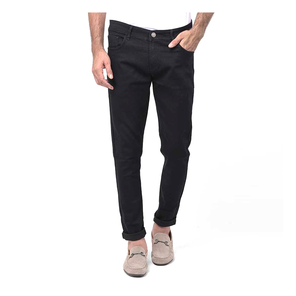 Cotton Semi Stretch Denim Jeans Pant For Men - Deep Black - NZ-13025