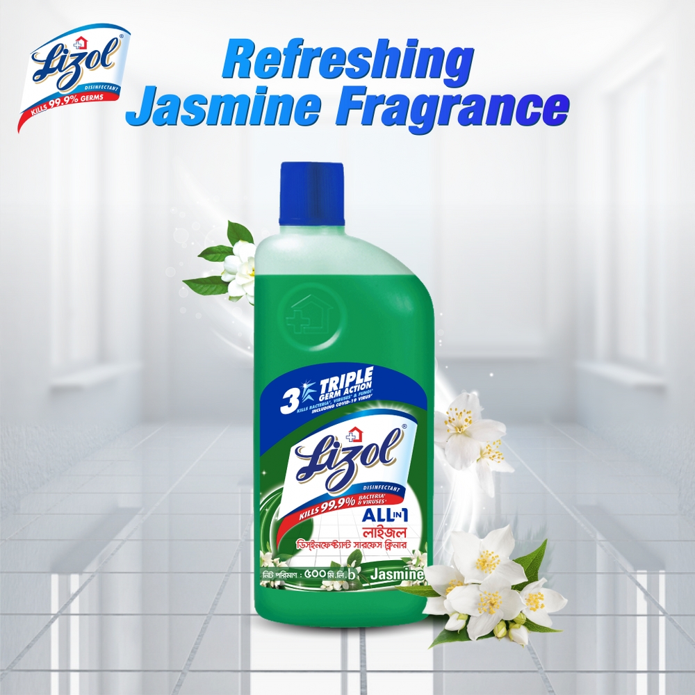 Lizol Disinfectant Surface Cleaner Jasmine - 500ml - Li02F