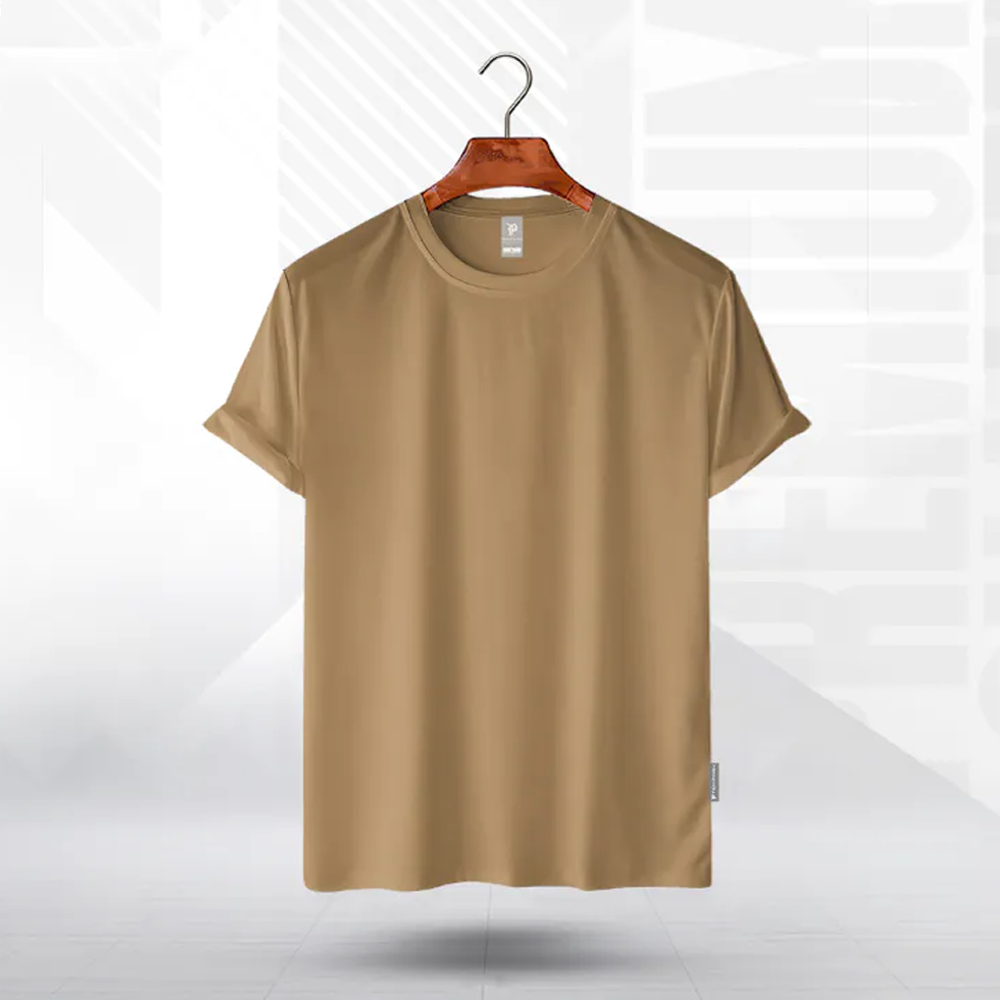 Texpark Combed Cotton Half Sleeve T-Shirt For Men - Golden - TS-109