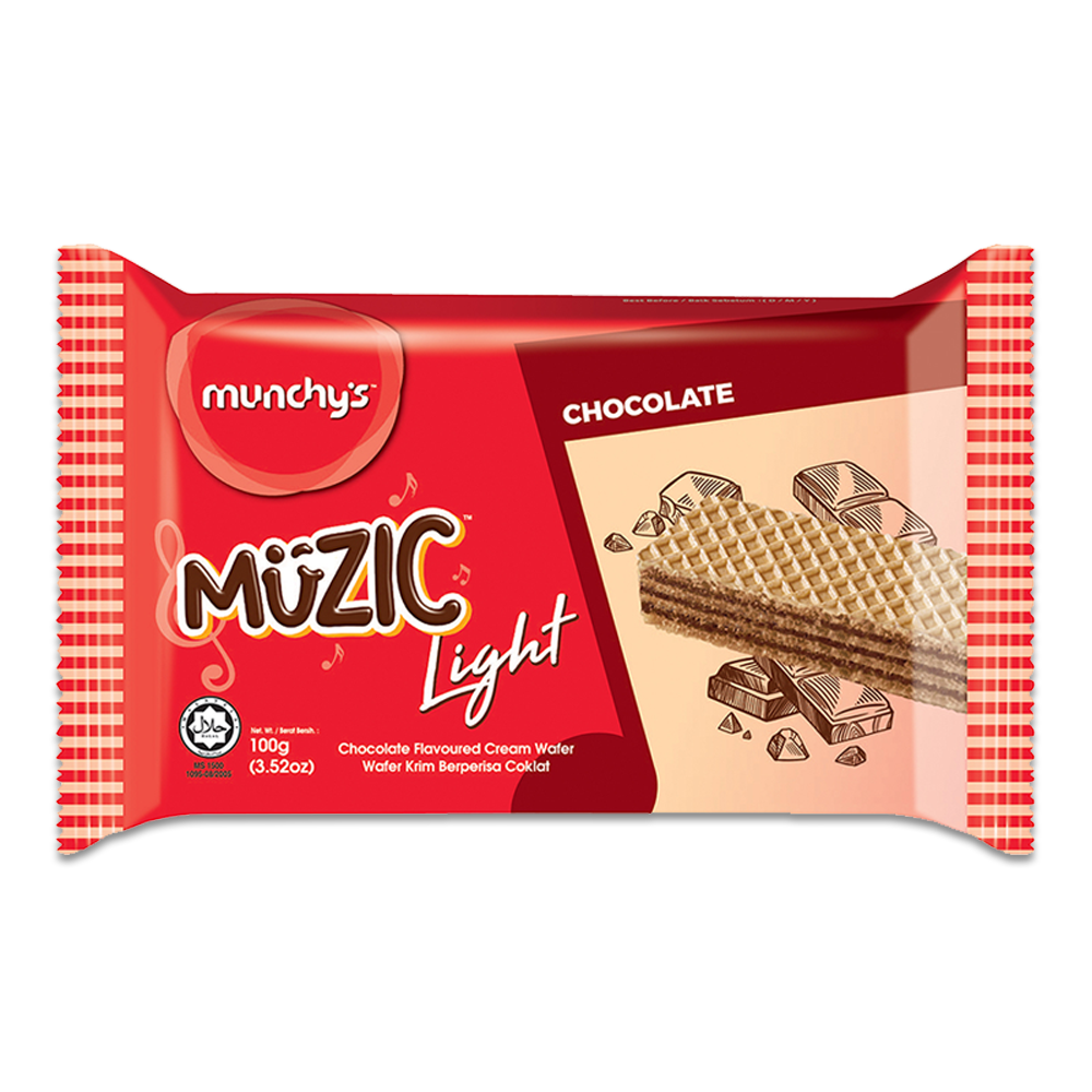 Munchys Muzic Light Chocolate Flavoured Cream Wafer - 100gm - 200001662