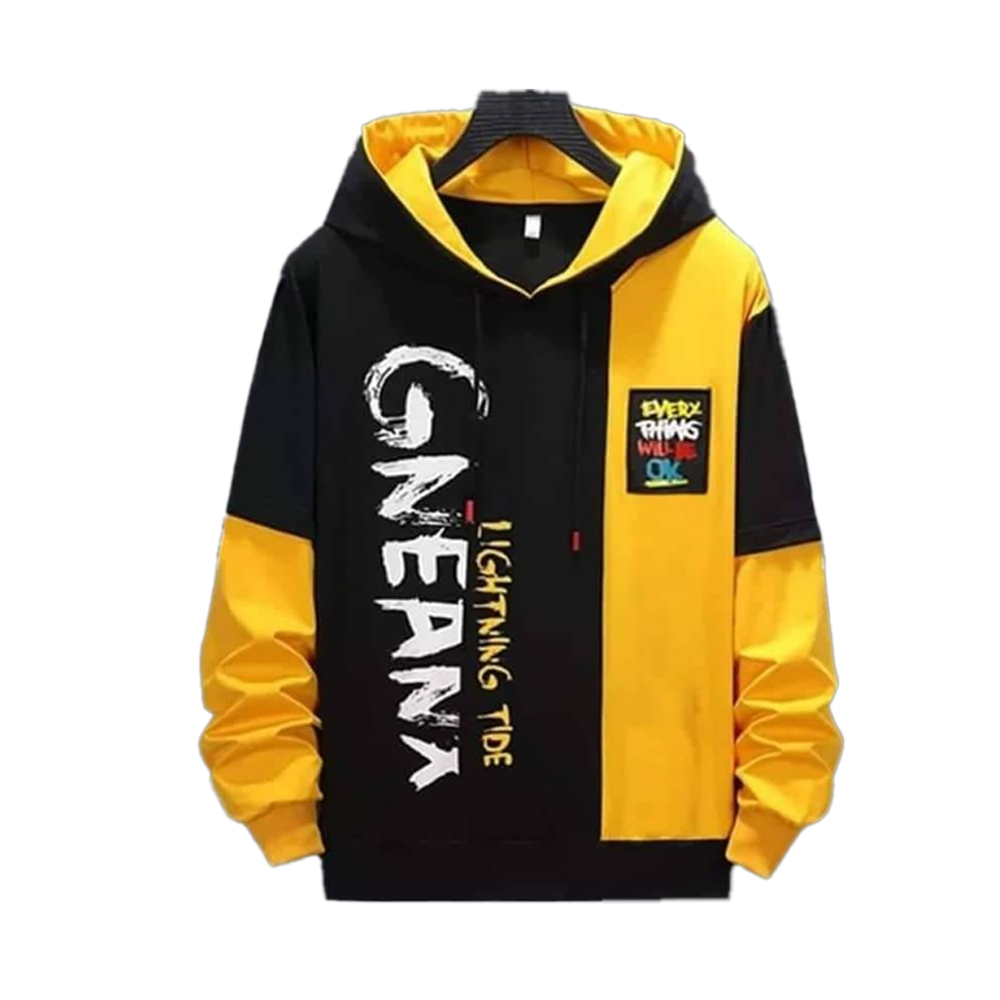 Stylish Hoodie Jacket - H-18 - Black And Yellow