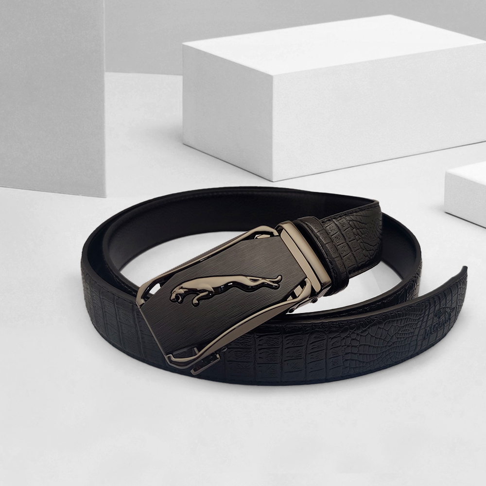 Leather And Metal Belt for Men - Black