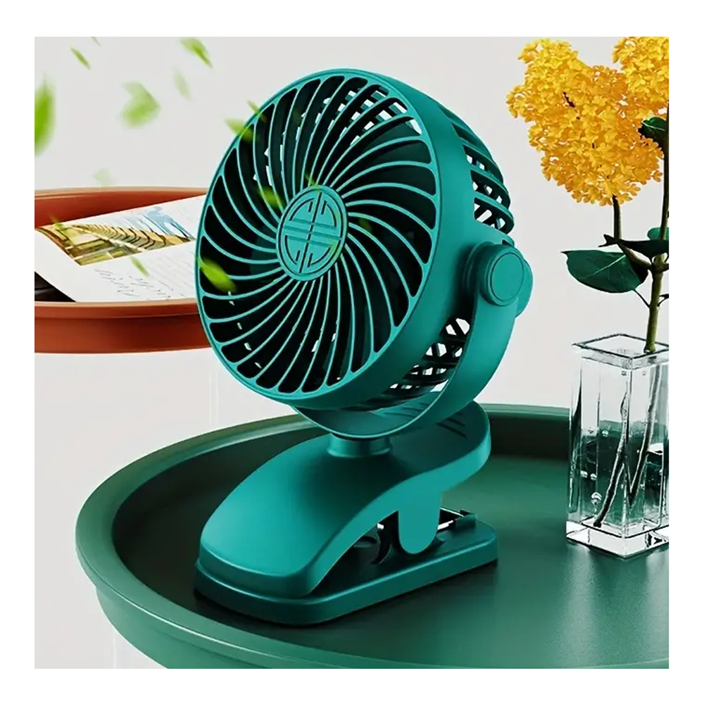 P8 USB Small Handheld Rechargeable Clip Fan - Green