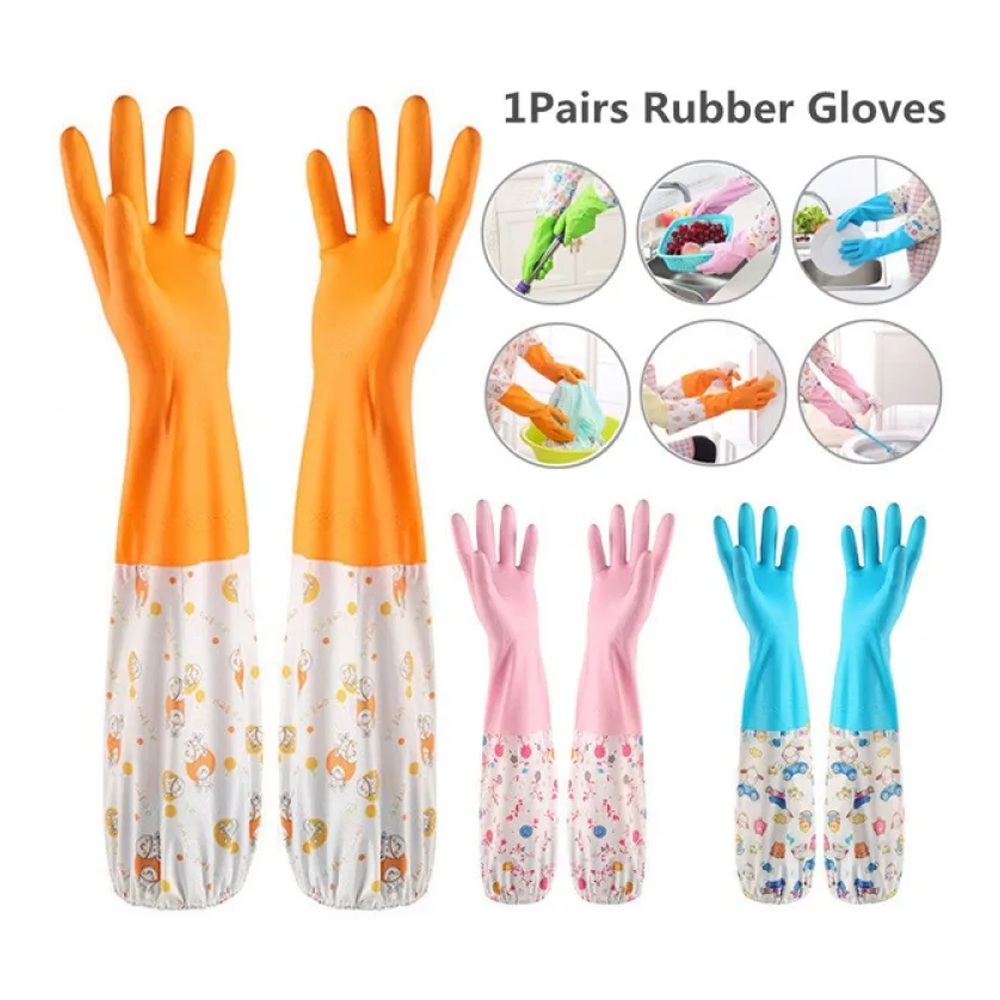 Silicone Dish Washing Kitchen Hand Gloves Multicolor