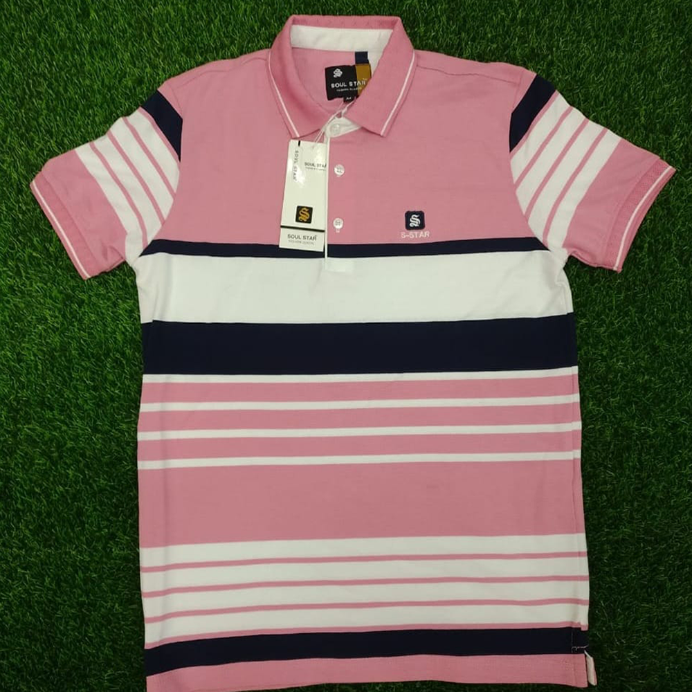 Cotton Polo T-Shirt For Men - Pink