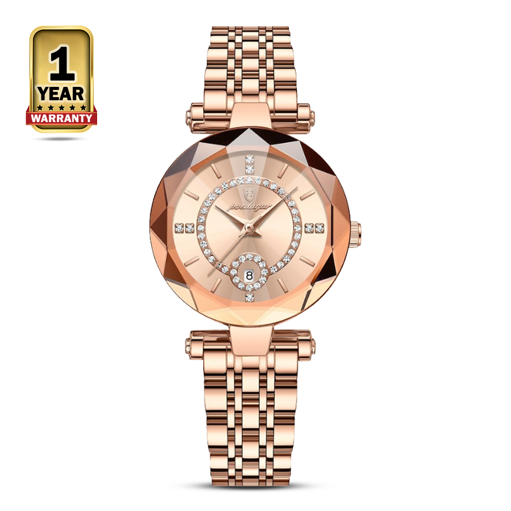 Poedagar 726 Stainless Steel Quartz Wrist Watch For Women - Rose Gold