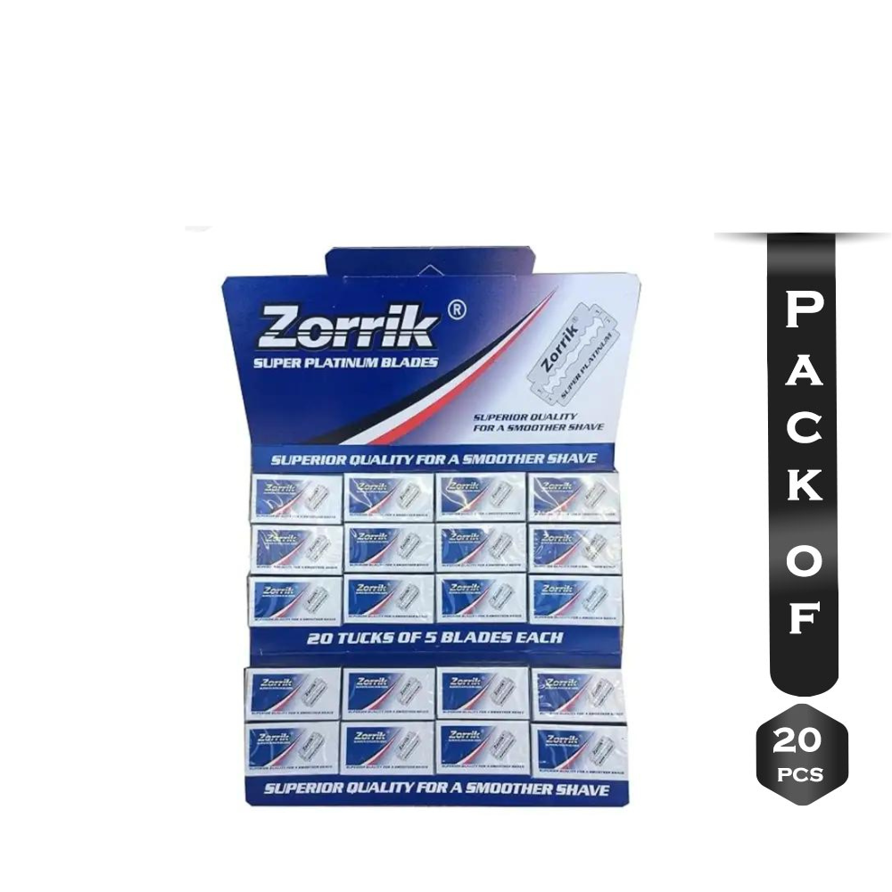 Pack Of 20 Pcs Zorrik Safety Razor Blades 