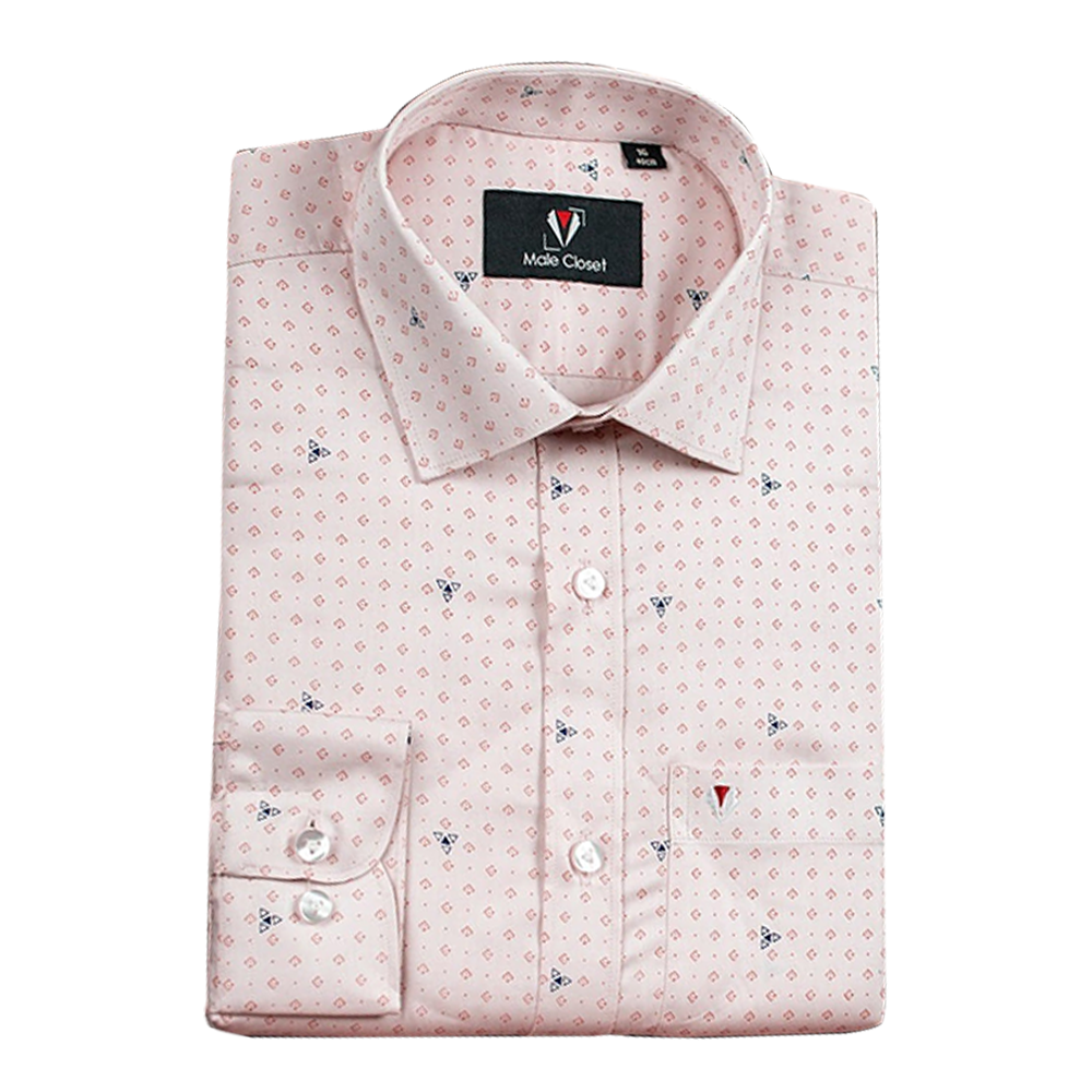 Full Sleeve Cotton Shirt For Men - Light Pink