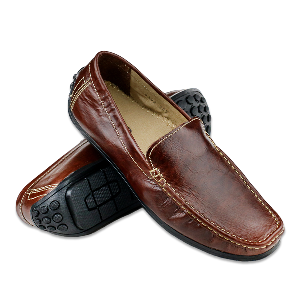 Leather Loafer For Men - Brown - 9392