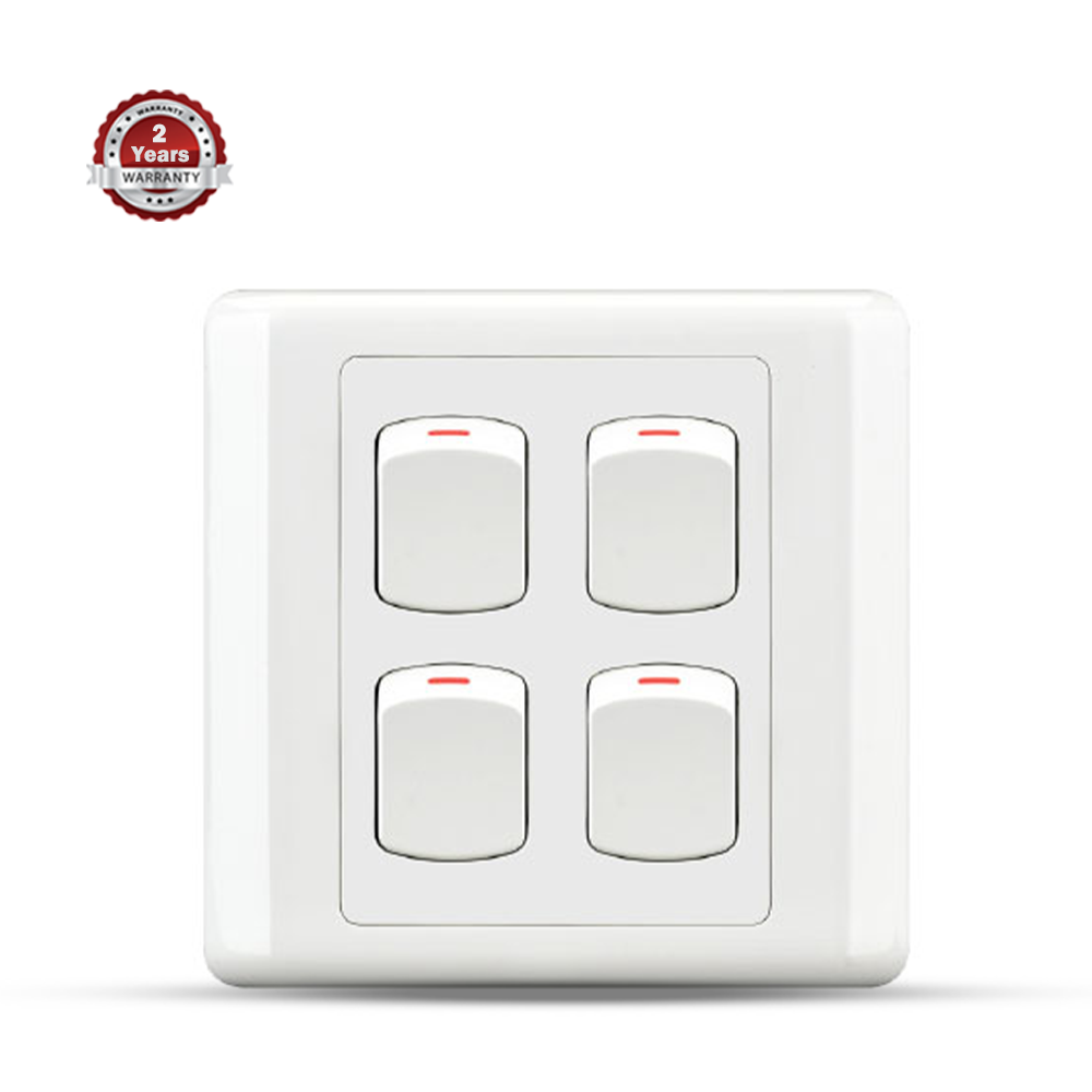 HEE Classic 4 Gang 1 Way Switch - White