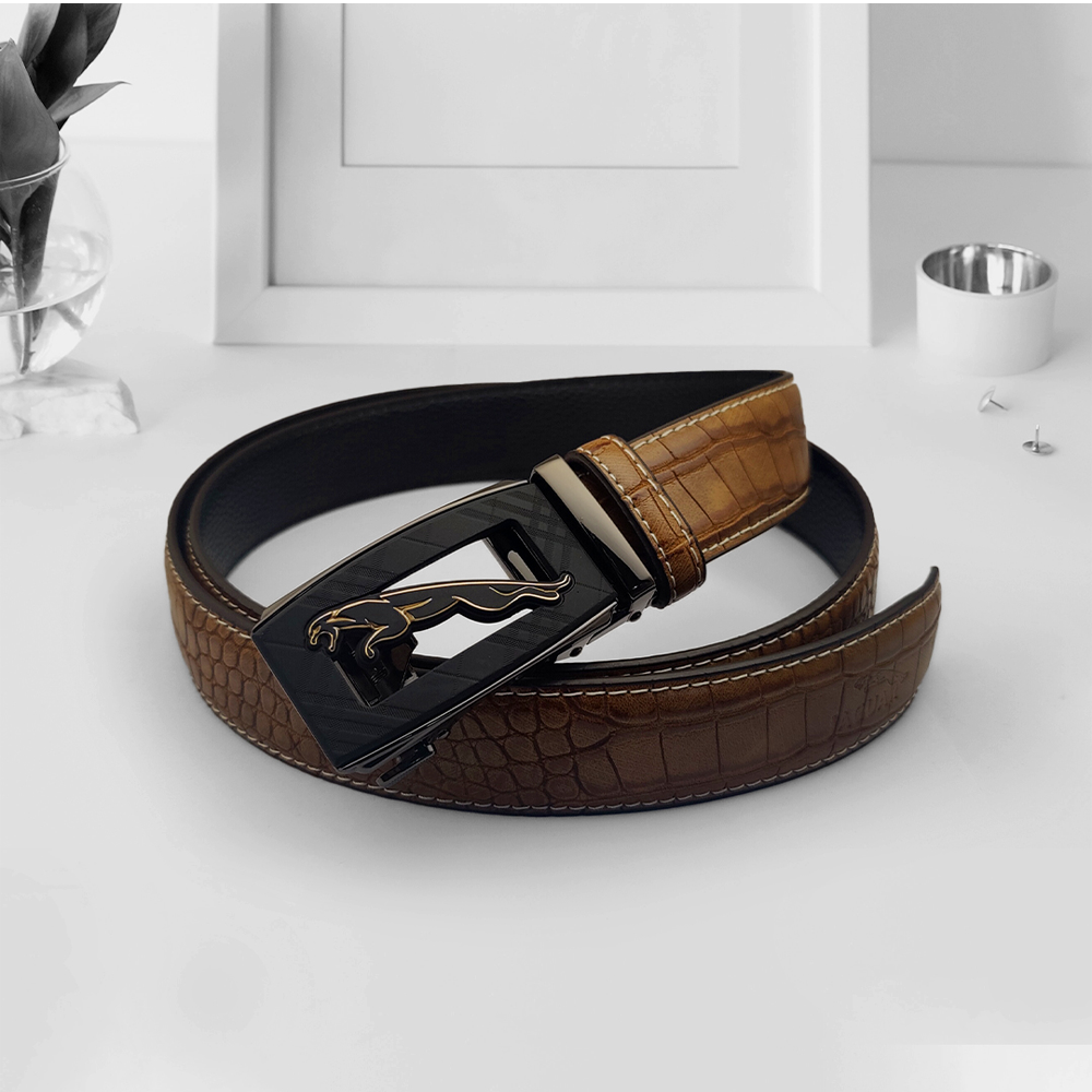 Leather And Metal Belt for Men - Black