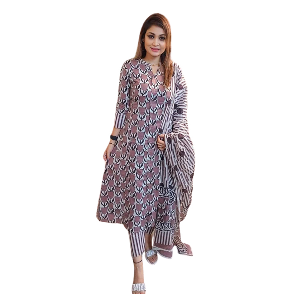 Unstitched Cotton Skin Print Salwar Kameez For Women - Multicolor - 3C-95