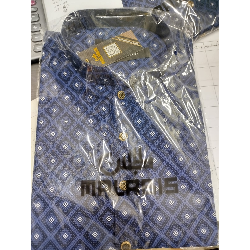 Cotton Digital Printed Panjabi For Men - Multicolor - 7433