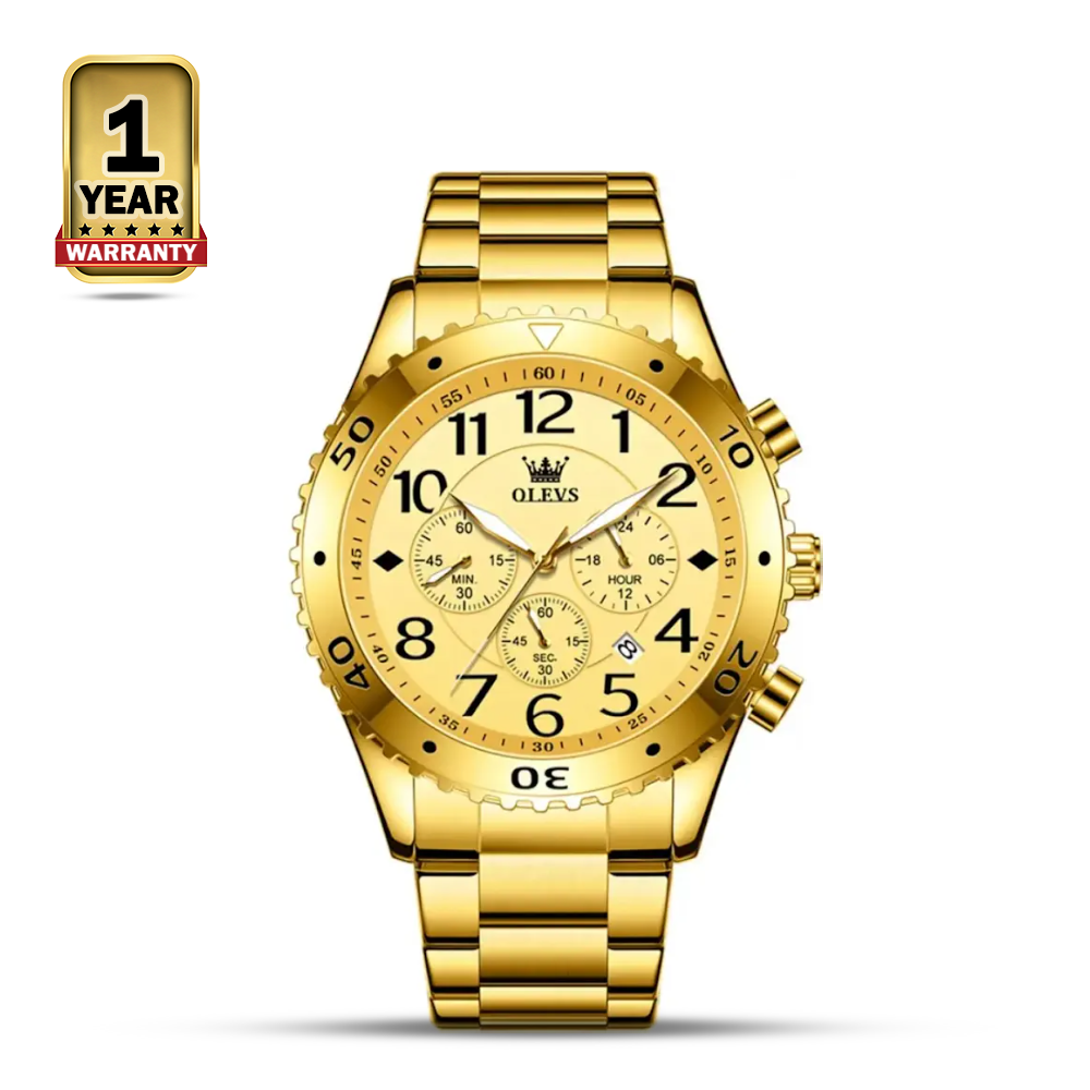 OLEVS 9969 Quartz Luxury Chronograph Watch For Men - Golden