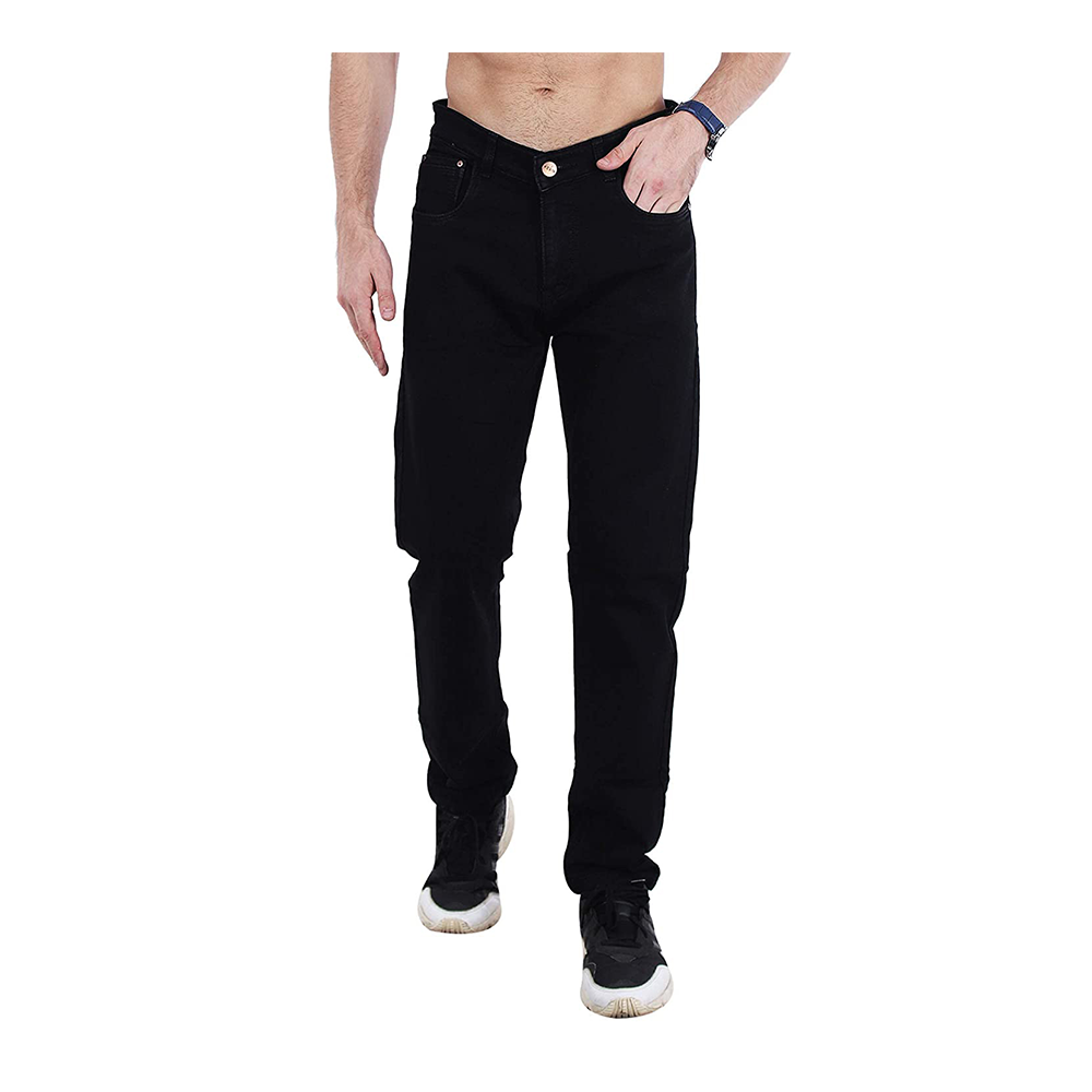 Cotton Semi Stretch Denim Jeans Pant For Men - Deep Black - NZ-13069