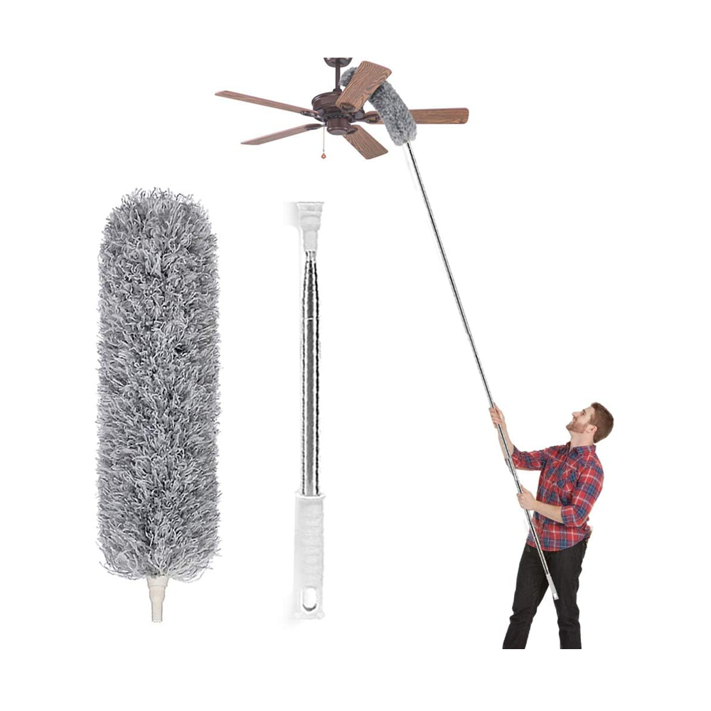 Extendable Microfiber Telescopic Pole Washable Bendable Head Duster - Gray