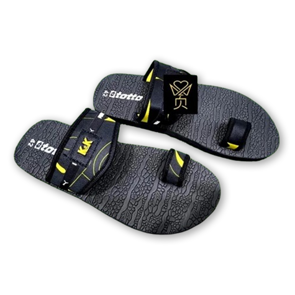 Rubber Slides Slipper Sandal For Men - Black and Yellow - EU