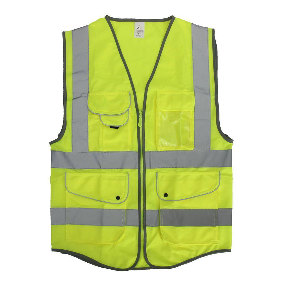  High Visibility Reflective Construction Safety Security Vest - Lime Green