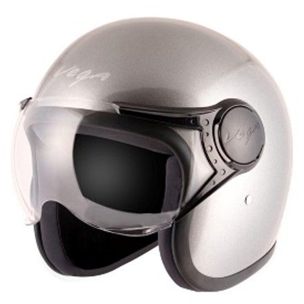 Vega Jeet Silver Half Face Bike Helmet - Silver