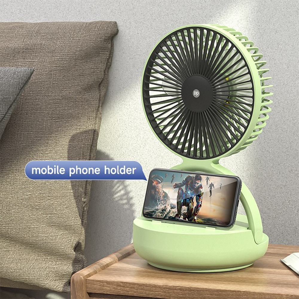 Dp-7637 Rechargeable Moving Table Fan with LED Light - Multicolor
