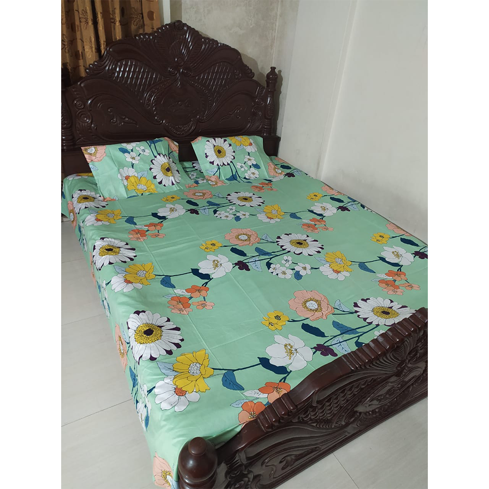 Twill Cotton King Size Double Bed Sheet - Multicolor - BT 13