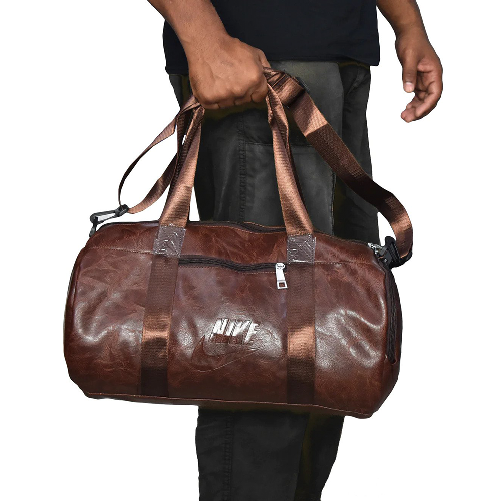 PU Leather Waterproof Travel and GYM Bag - Brown