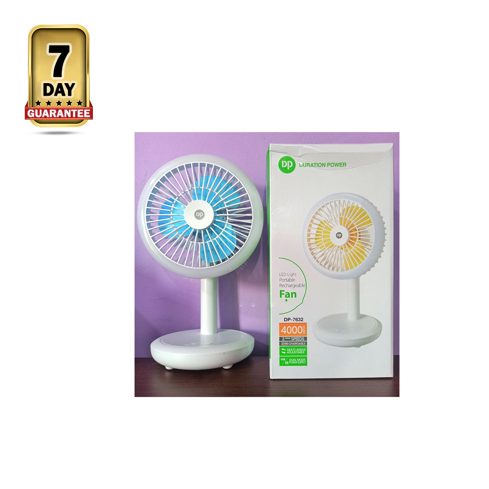 DP-7632 Rechargeable Portable Fan With LED Light