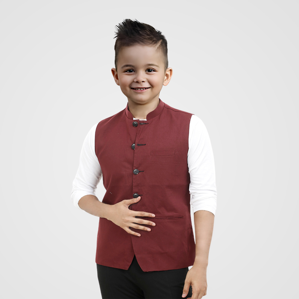 Synthetic Casual Koti For Baby Boy - Maroon - 07