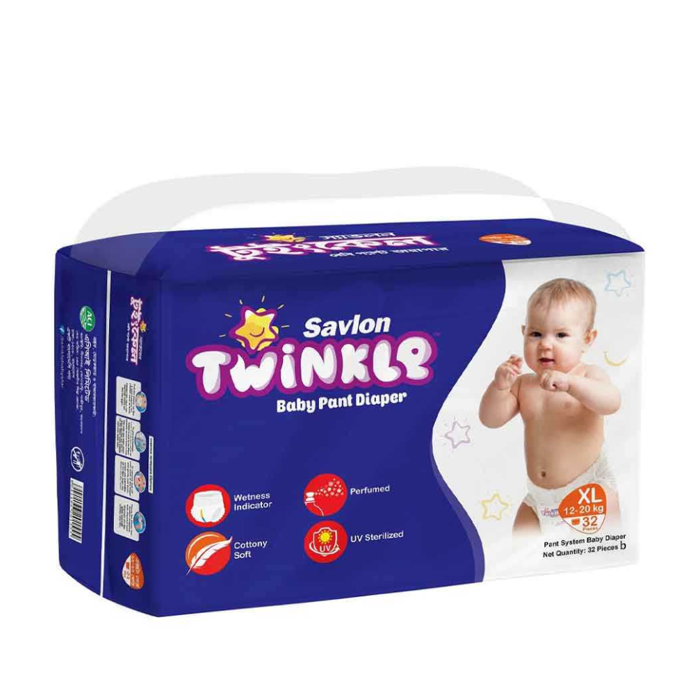 Savlon Twinkle Baby Diaper AZE -2005 - Pant - XL - 32pcs