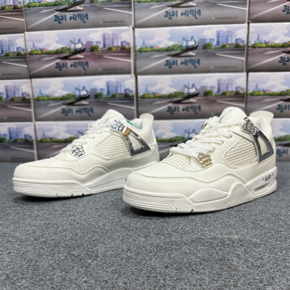 Nike Air Jordan 4 Leather Sneakers For Men - White