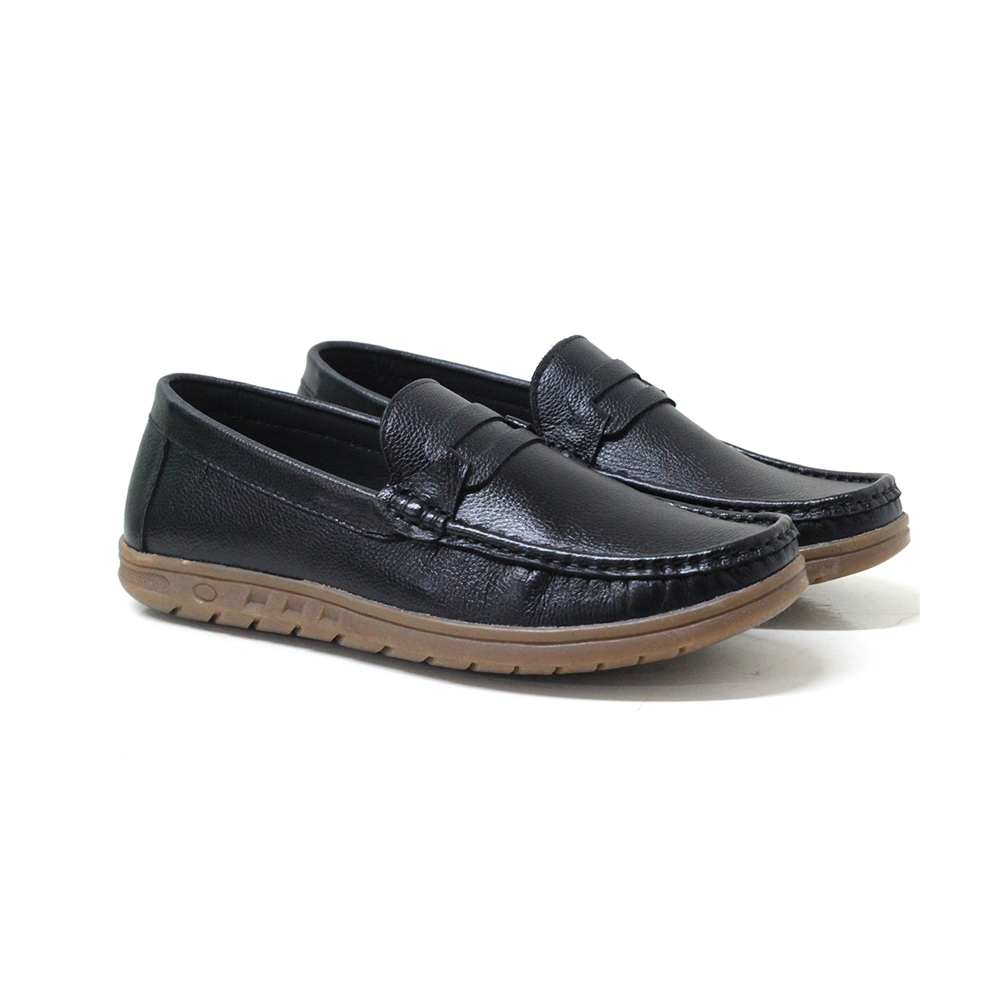 Leather Casual Shoe for Men - MC186BK - Black