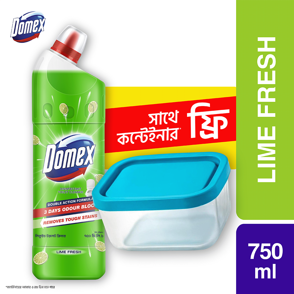 Domex Toilet Cleaning Liquid Lime Fresh - 750ml Get Container Free 